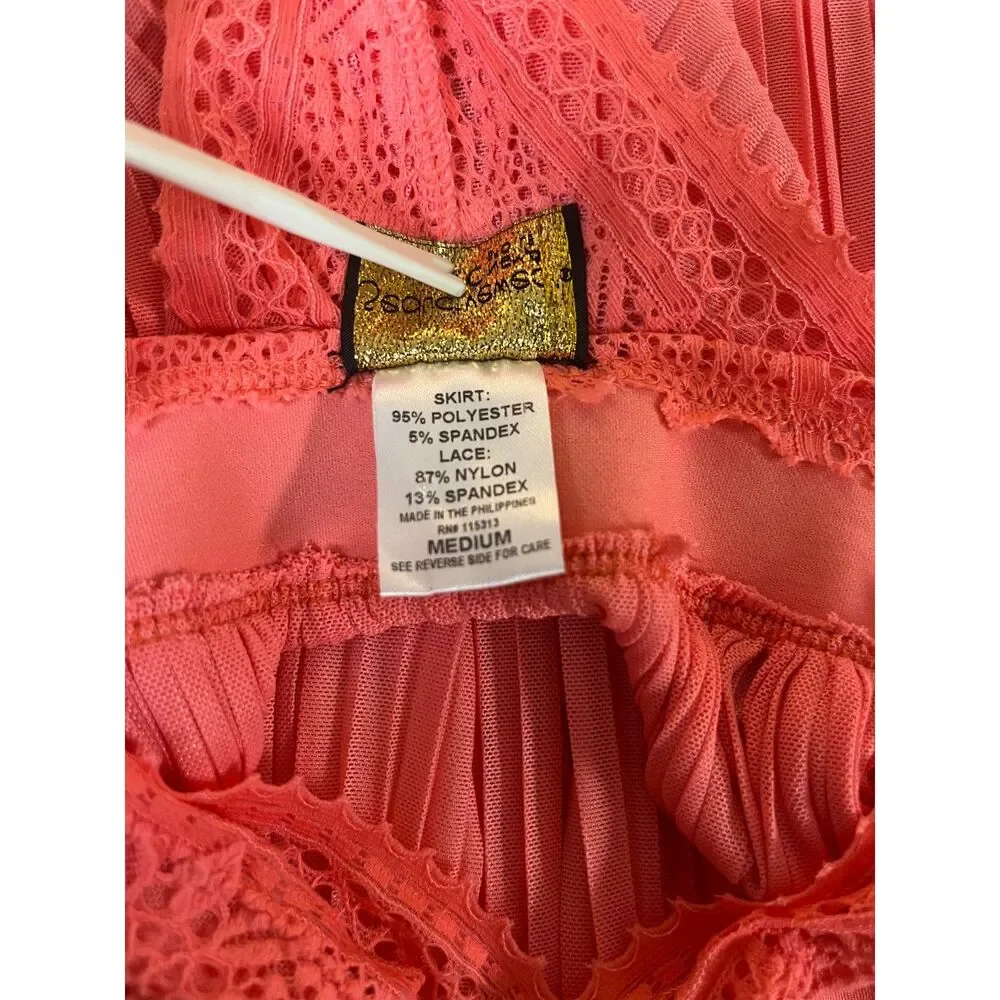 SEDUCTIVEWEAR BY CINEMA ETOILE Lace Cup & Pleated Babydoll Pink Chemise Sz M
